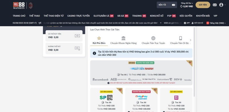 Phương thức nạp tiền mà nhà cái triển khai rất đa dạng qua nhiều cách 